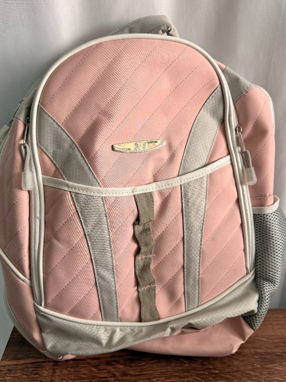 Starter Pink Gray Quilted Small Backpack Daypack Travel Bag 15"